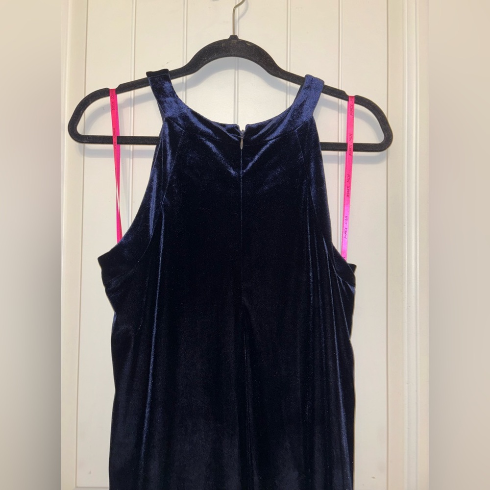 Betsey Johnson Blue Velvet Halter Swing Dress Size 10 - Picture 7 of 10